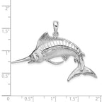 FJC Finejewelers 925 Sterling Silver Rhodium Plated Polished/Satin 3D White Marlin Charm 34 x 49 mm
