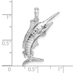 FJC Finejewelers 925 Sterling Silver Rhodium Plated Polished 3D Blue Marlin Charm 29 x 11 mm