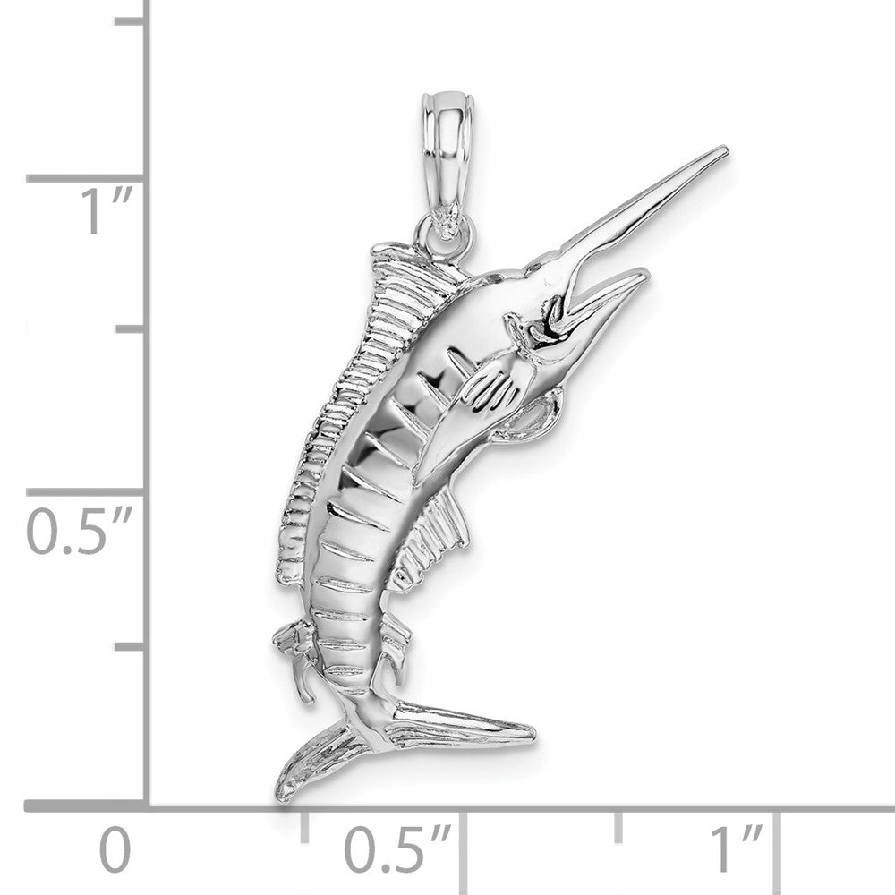 FJC Finejewelers 925 Sterling Silver Rhodium Plated Polished 3D Blue Marlin Charm 29 x 11 mm