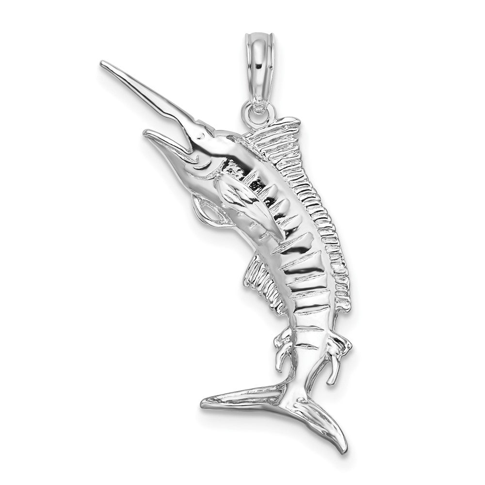 FJC Finejewelers 925 Sterling Silver Rhodium Plated Polished 3D Blue Marlin Charm 29 x 11 mm