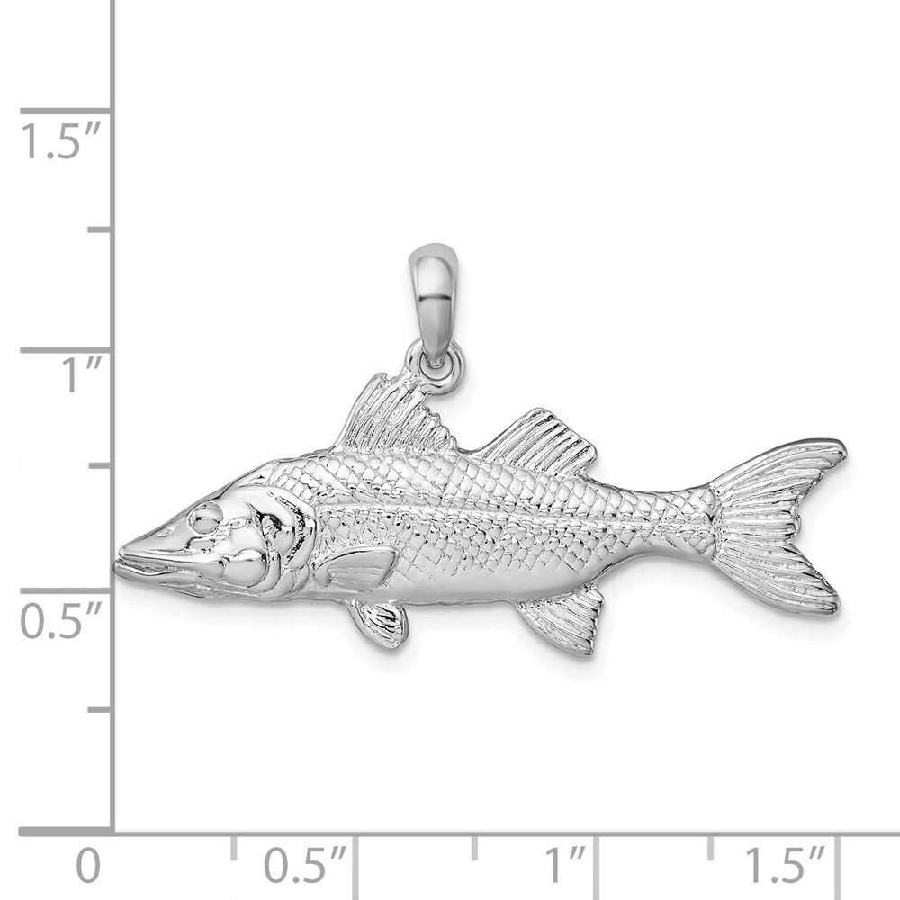 FJC Finejewelers 925 Sterling Silver Rhodium Plated Polished 3D Snook Fish Charm 22 x 39 mm