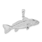 FJC Finejewelers 925 Sterling Silver Rhodium Plated Polished 3D Red Fish Charm 22 x 36 mm