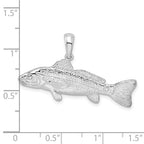 FJC Finejewelers 925 Sterling Silver Rhodium Plated Polished 3D Red Fish Charm 22 x 36 mm