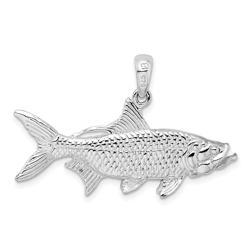 FJC Finejewelers 925 Sterling Silver Rhodium Plated Polished 3D Oxeye Tarpon Fish Charm 24 x 39 mm