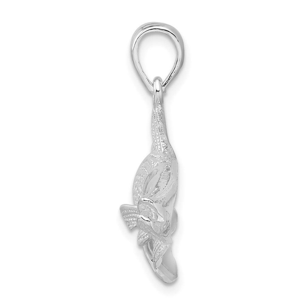 FJC Finejewelers 925 Sterling Silver Rhodium Plated Polished Red Fish Charm 27 x 35 mm