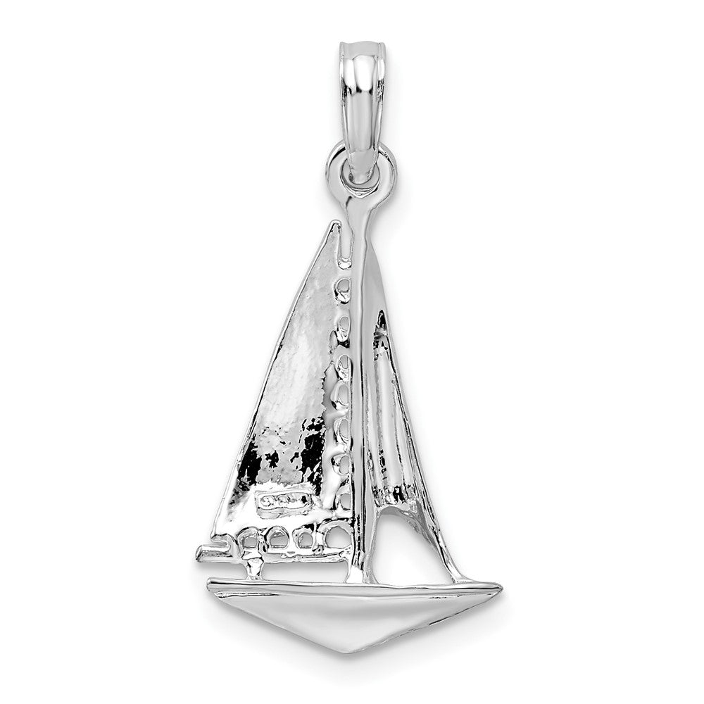 FJC Finejewelers 925 Sterling Silver Rhodium Plated Polished 3D Sailboat Charm 26 x 12 mm