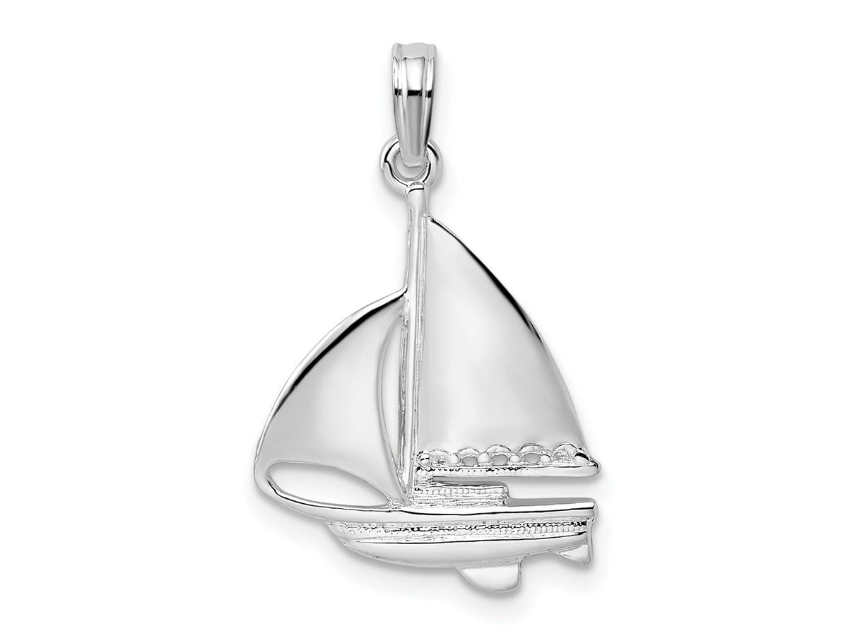FJC Finejewelers 925 Sterling Silver Rhodium Plated Polished Sailboat Charm 24 x 14 mm