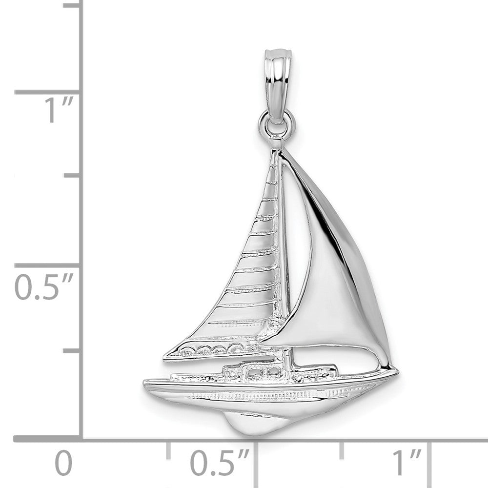 FJC Finejewelers 925 Sterling Silver Rhodium Plated Polished Sailboat Charm 28 x 18 mm