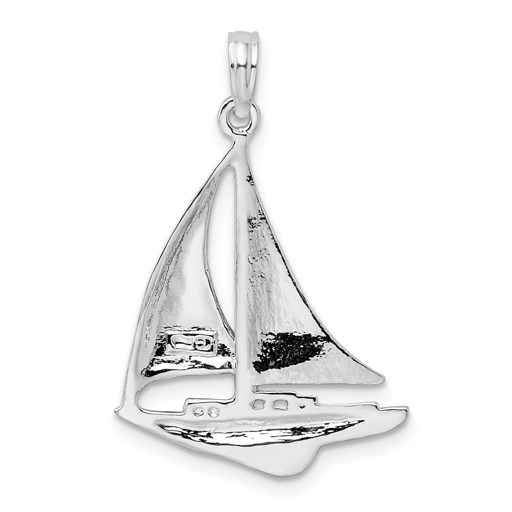 FJC Finejewelers 925 Sterling Silver Rhodium Plated Polished Sailboat Charm 28 x 18 mm