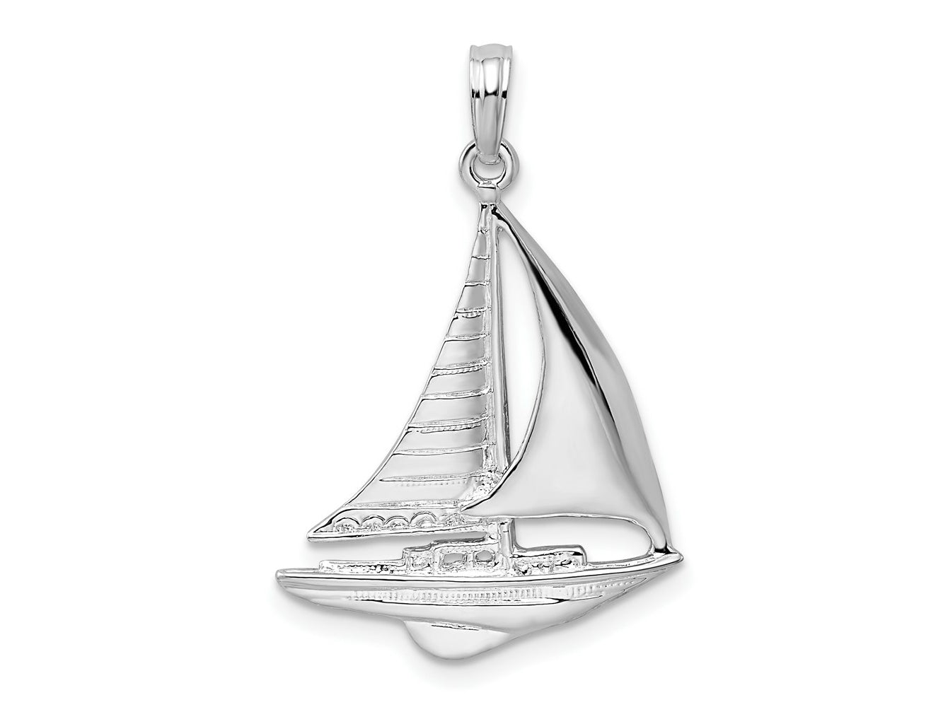 FJC Finejewelers 925 Sterling Silver Rhodium Plated Polished Sailboat Charm 28 x 18 mm