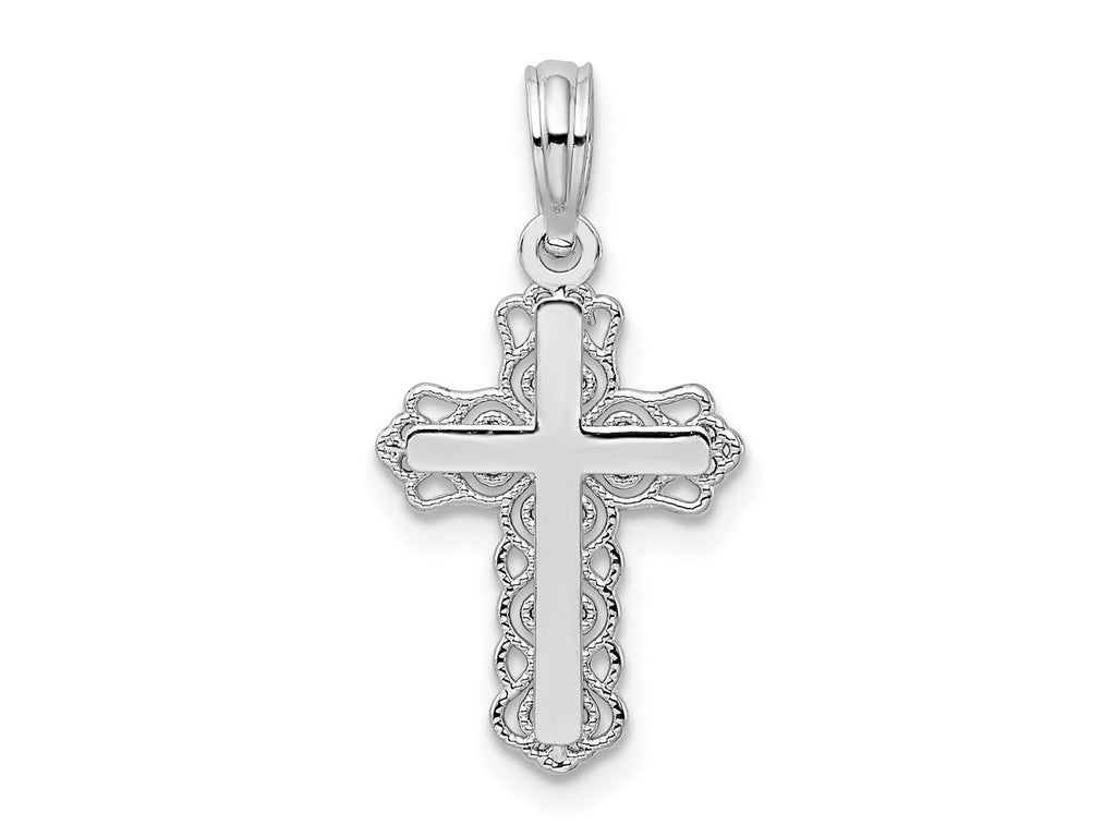 FJC Finejewelers 925 Sterling Silver Polished Lace Trim Cross Charm 11 mm