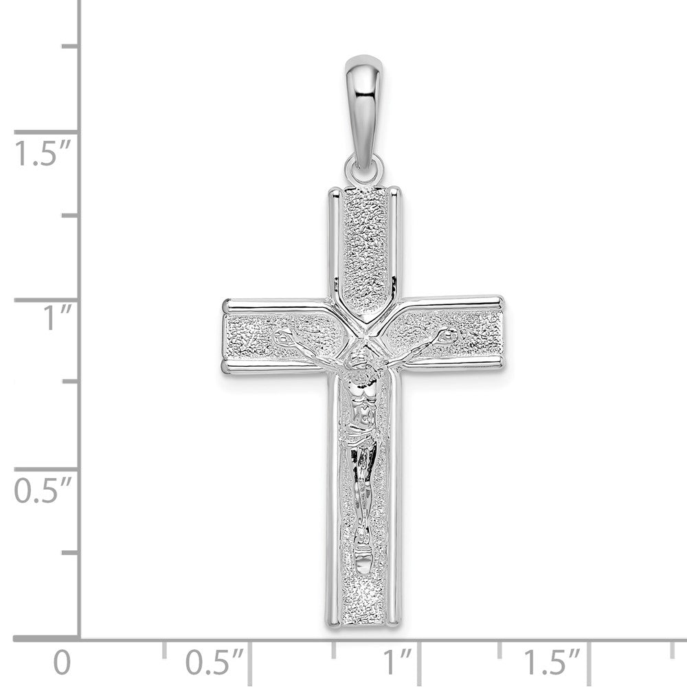 FJC Finejewelers 925 Sterling Silver Rhodium Plated Polished and Satin Crucifix Charm 21 mm