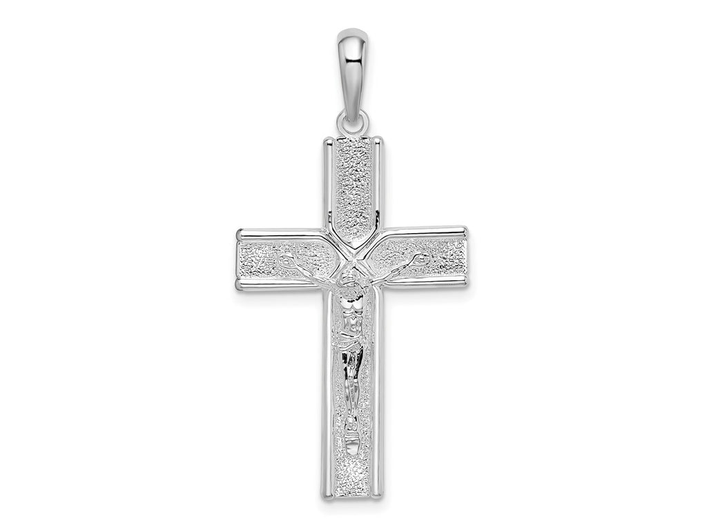 FJC Finejewelers 925 Sterling Silver Rhodium Plated Polished and Satin Crucifix Charm 21 mm