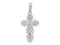 FJC Finejewelers 925 Sterling Silver Rhodium Plated Polished Lace Trim Crucifix Charm 15 mm