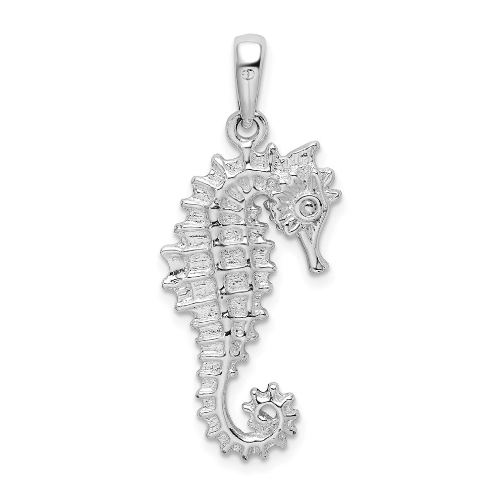 FJC Finejewelers 925 Sterling Silver Rhodium Plated Polished 3D Sea Horse Charm 34 x 14 mm