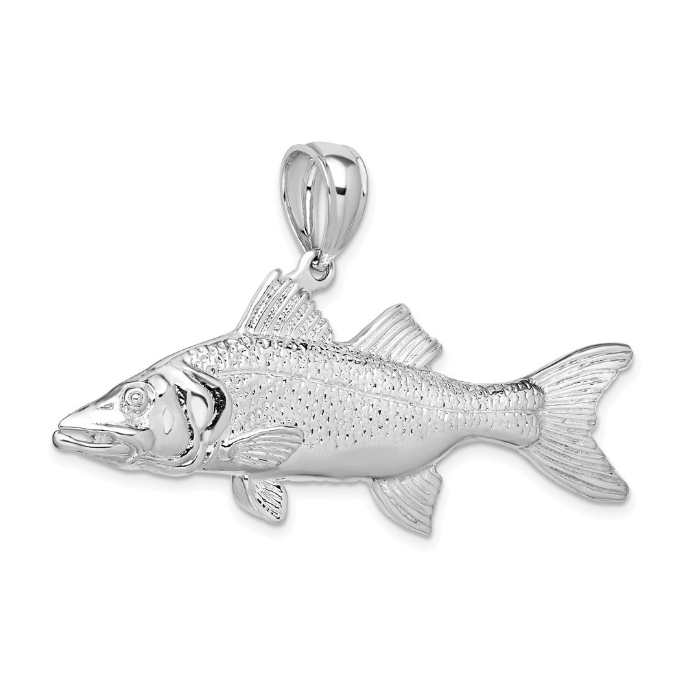 FJC Finejewelers 925 Sterling Silver Rhodium Plated Polished 3D Snook Fish Charm 30 x 52 mm