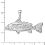 FJC Finejewelers 925 Sterling Silver Rhodium Plated Polished 3D Red Fish Charm 30 x 49 mm