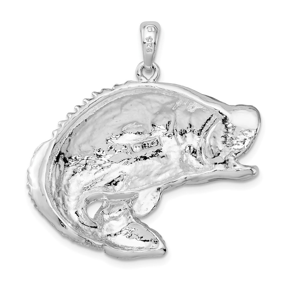 FJC Finejewelers 925 Sterling Silver Rhodium Plated Jumping Bass Fish Charm 34 x 35 mm