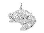 FJC Finejewelers 925 Sterling Silver Rhodium Plated Jumping Bass Fish Charm 34 x 35 mm
