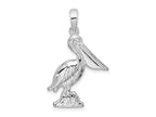 FJC Finejewelers 925 Sterling Silver Rhodium Plated Large 3D Standing Pelican Charm 16 mm