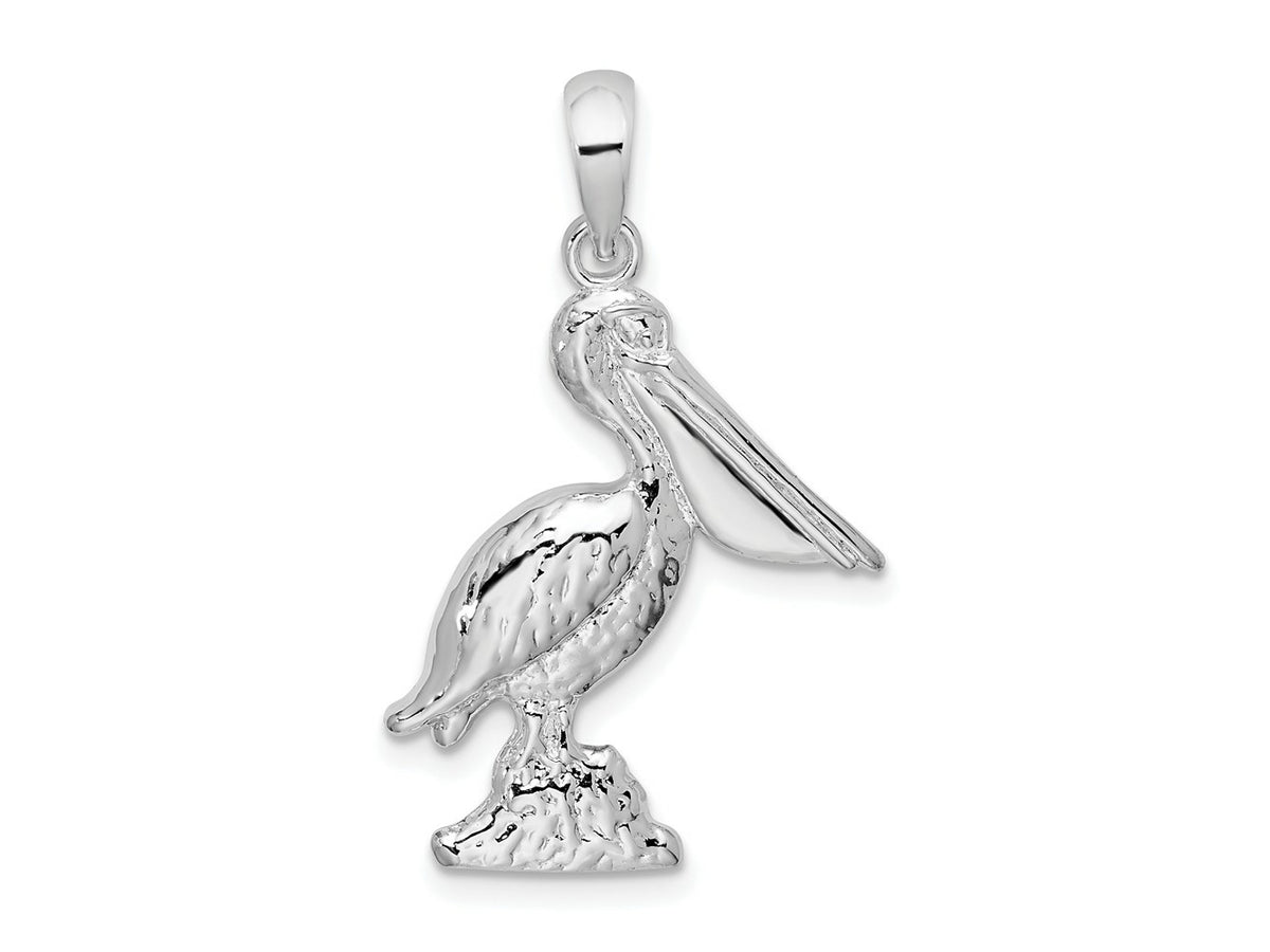 FJC Finejewelers 925 Sterling Silver Rhodium Plated Large 3D Standing Pelican Charm 16 mm