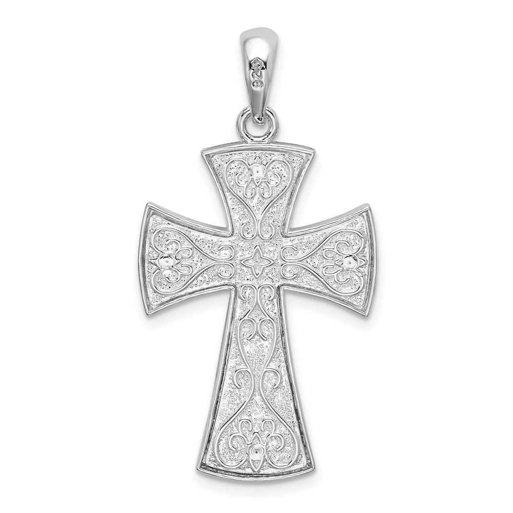 FJC Finejewelers 925 Sterling Silver Rhodium Plated Fancy Heart Design Cross Charm 19 mm