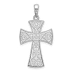 FJC Finejewelers 925 Sterling Silver Rhodium Plated Fancy Heart Design Cross Charm 19 mm