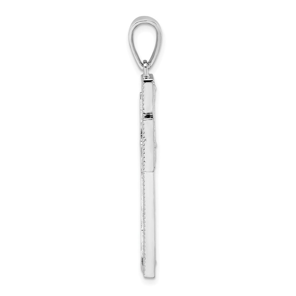 FJC Finejewelers 925 Sterling Silver Rhodium Plated Rope Edge Latin Cross Charm 21 mm