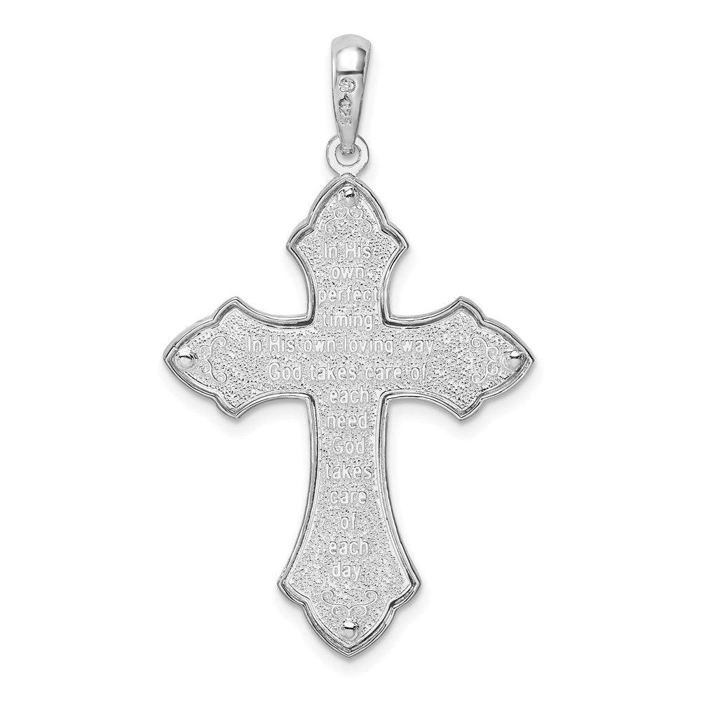 FJC Finejewelers 925 Sterling Silver Fleur de Lis with Poem on Reverse Cross Charm 24 mm
