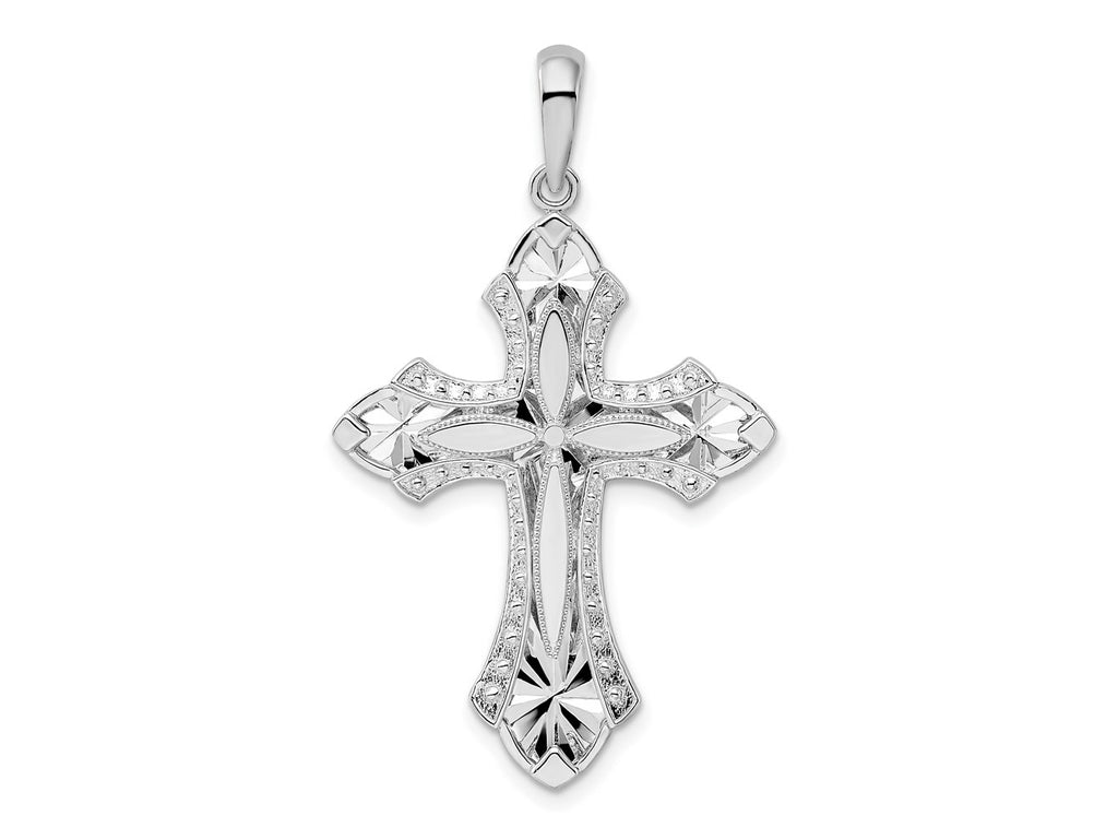 FJC Finejewelers 925 Sterling Silver Fleur de Lis with Poem on Reverse Cross Charm 24 mm