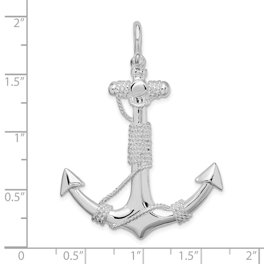 FJC Finejewelers 925 Sterling Silver Rhodium Plated Polished Anchor with Rope Charm 47 x 35 mm