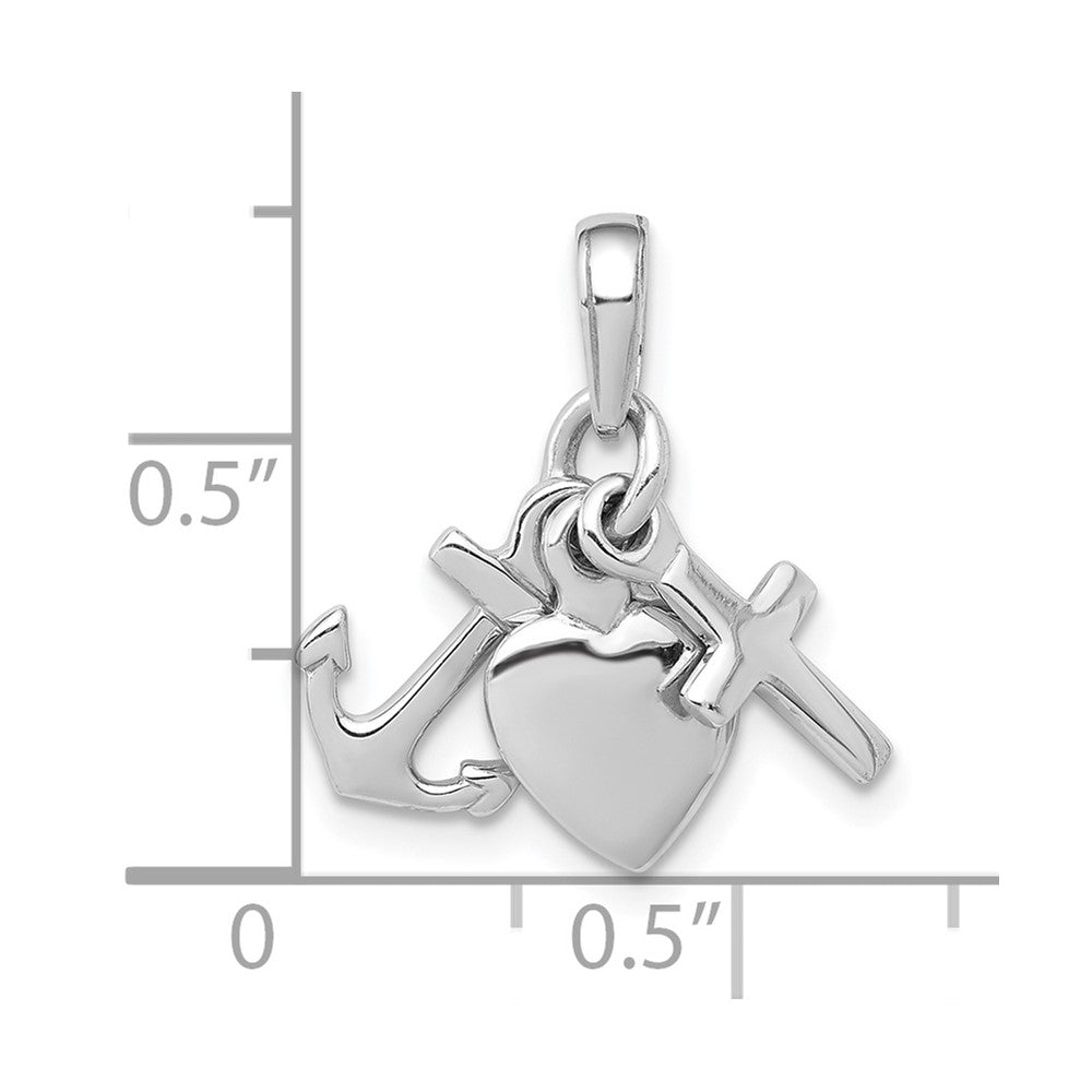 FJC Finejewelers 925 Sterling Silver Polished 3D Moveable Anchor,Heart,Cross Charm 18 mm