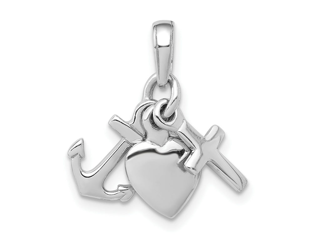 FJC Finejewelers 925 Sterling Silver Polished 3D Moveable Anchor,Heart,Cross Charm 18 mm