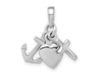 FJC Finejewelers 925 Sterling Silver Polished 3D Moveable Anchor,Heart,Cross Charm 18 mm