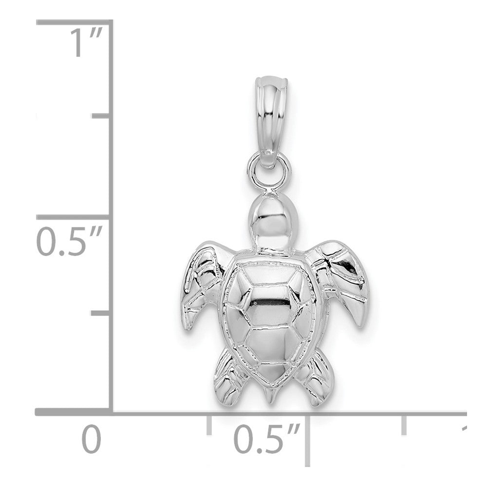 FJC Finejewelers 925 Sterling Silver Rhodium Plated Polished Sea Turtle Charm 22 x 12 mm