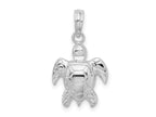 FJC Finejewelers 925 Sterling Silver Rhodium Plated Polished Sea Turtle Charm 22 x 12 mm
