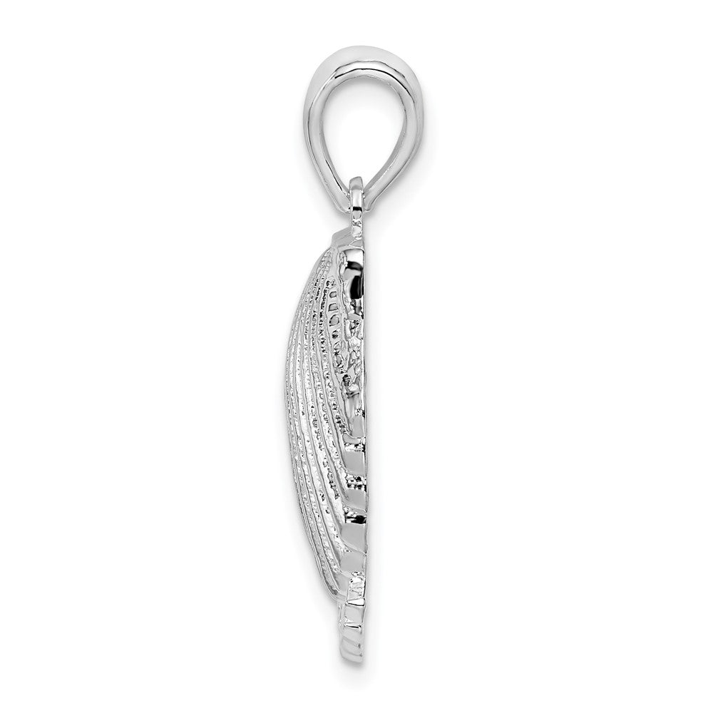FJC Finejewelers 925 Sterling Silver Rhodium Plated Polished Jamaica Scallop Shell Charm 28 x 17 mm