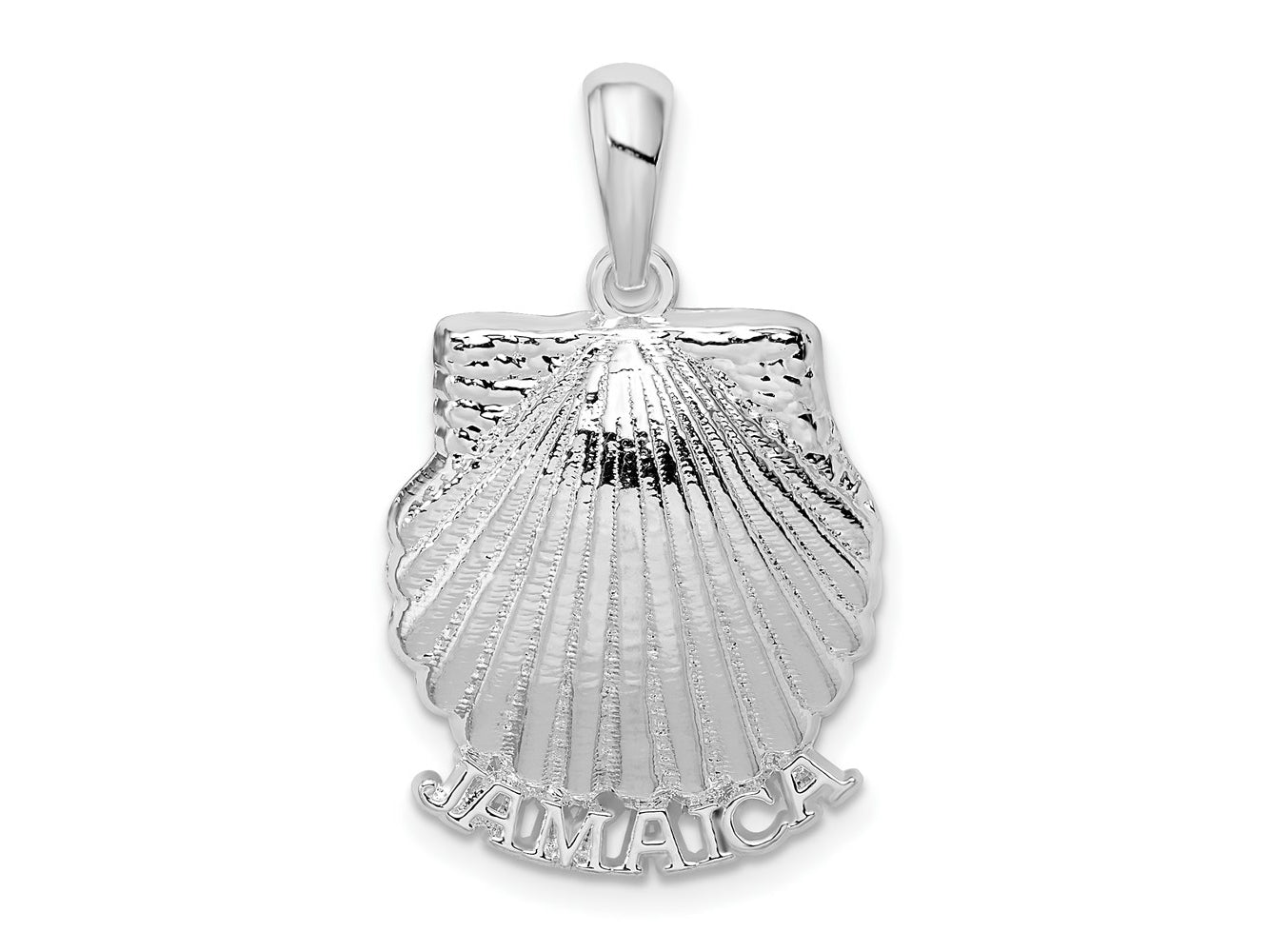 FJC Finejewelers 925 Sterling Silver Rhodium Plated Polished Jamaica Scallop Shell Charm 28 x 17 mm