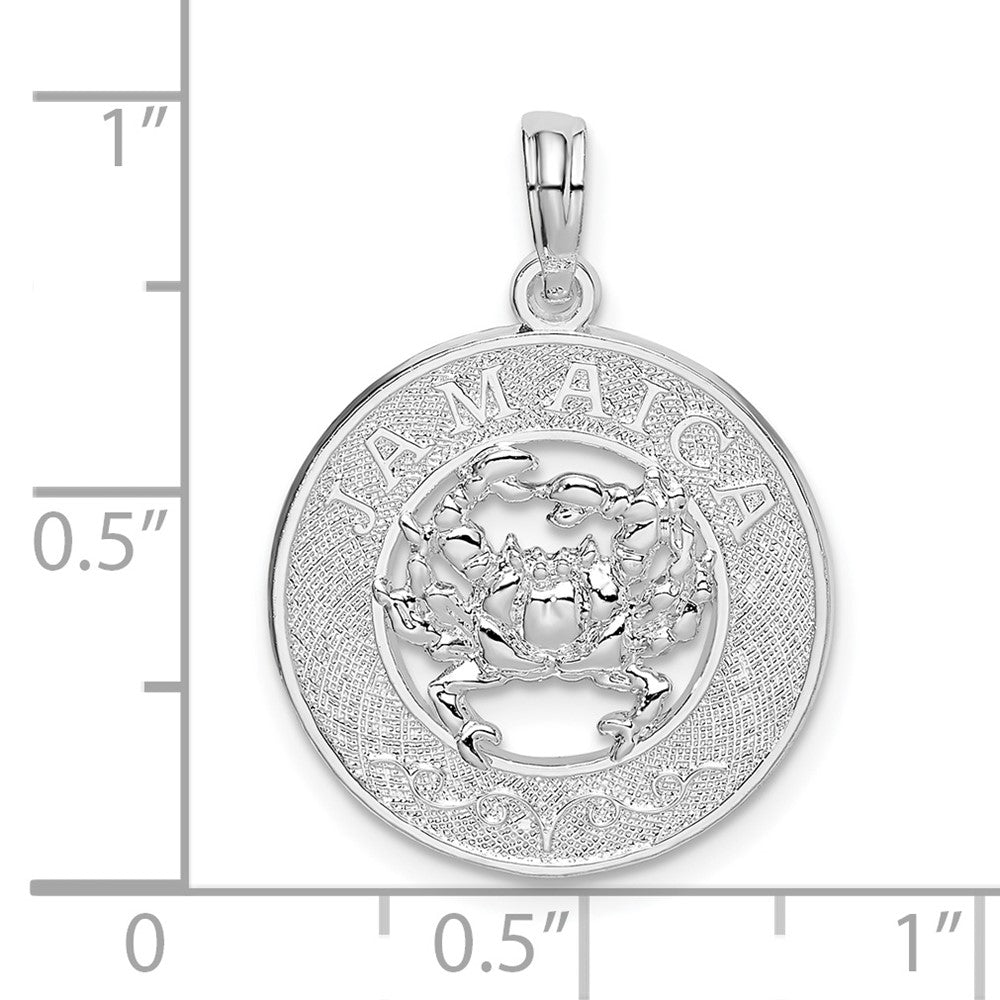 FJC Finejewelers 925 Sterling Silver Rhodium Plated Jamaica Round Circle with Crab Charm 24 x 18 mm