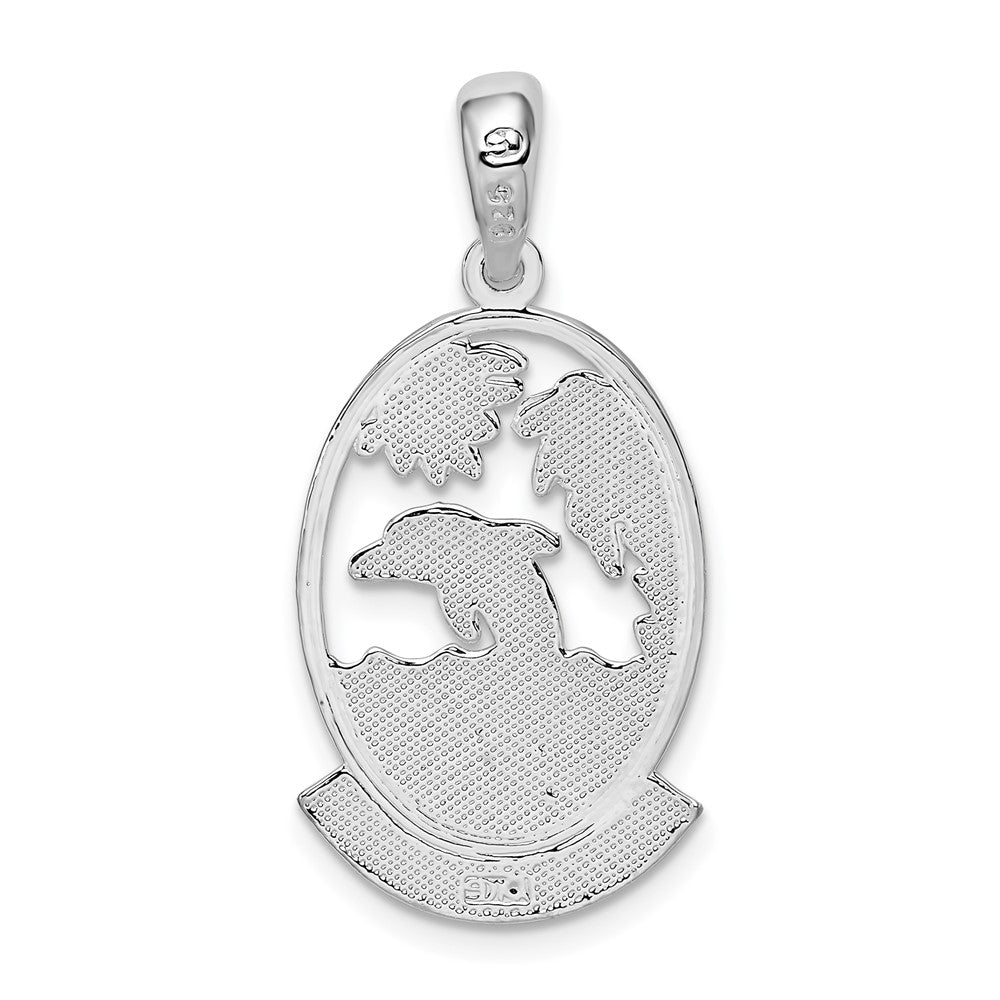 FJC Finejewelers 925 Sterling Silver Rhodium Plated Polished Jamaica Dolphin Sunset Charm 30 x 14 mm