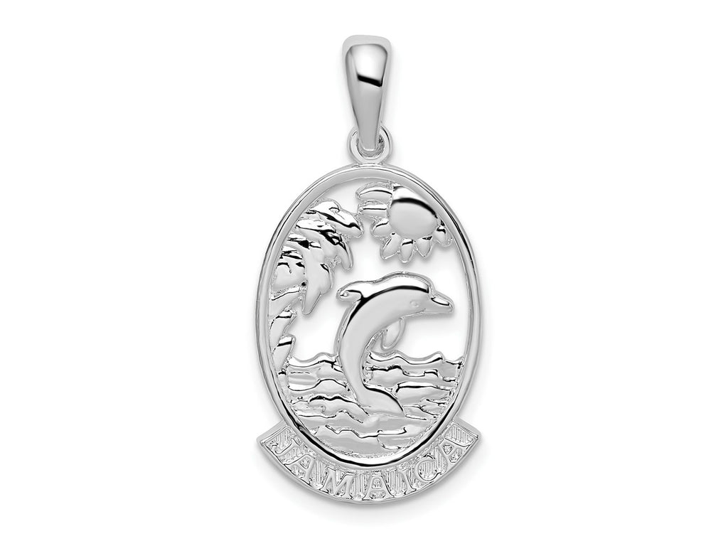 FJC Finejewelers 925 Sterling Silver Rhodium Plated Polished Jamaica Dolphin Sunset Charm 30 x 14 mm