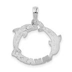 FJC Finejewelers 925 Sterling Silver Rhodium Plated Jamaica 2 Jumping Dolphins Charm 23 x 19 mm