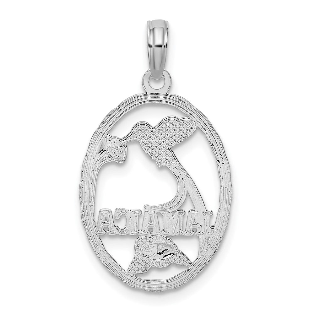 FJC Finejewelers 925 Sterling Silver Rhodium Plated Jamaica Oval Bird and Flower Charm 26 x 14 mm