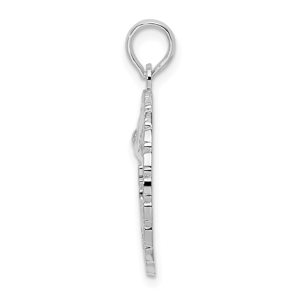 FJC Finejewelers 925 Sterling Silver d Polished Jamaica Round Circle with Bird Charm 24 x 18 mm