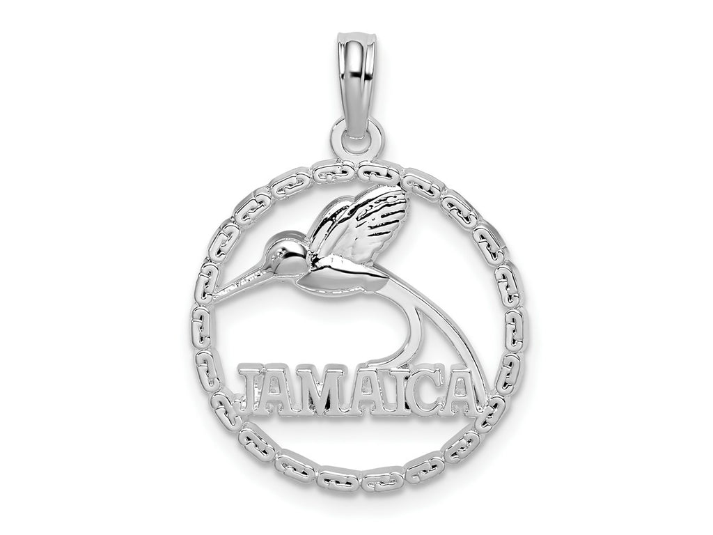 FJC Finejewelers 925 Sterling Silver d Polished Jamaica Round Circle with Bird Charm 24 x 18 mm
