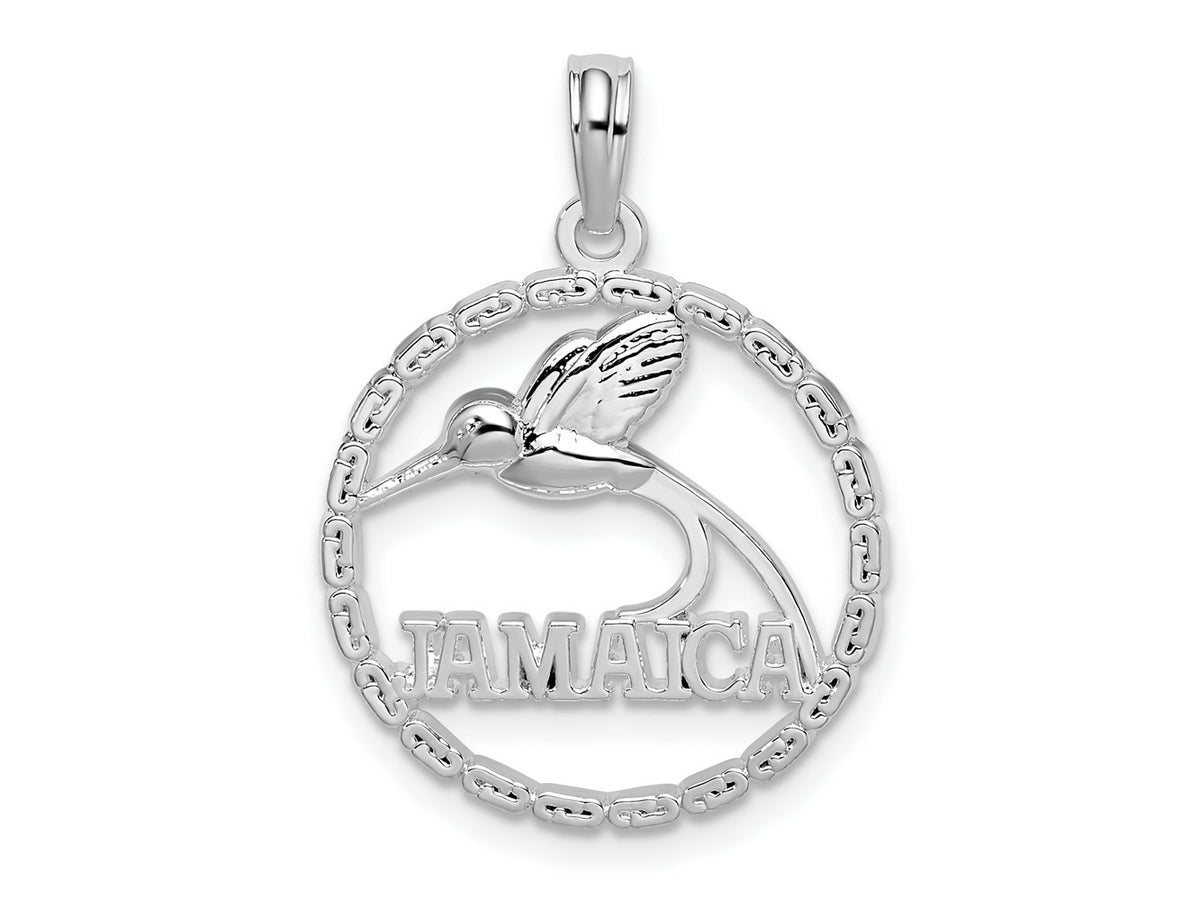FJC Finejewelers 925 Sterling Silver d Polished Jamaica Round Circle with Bird Charm 24 x 18 mm