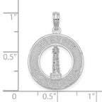 FJC Finejewelers 925 Sterling Silver Rhodium Plated Mystic, CT Circle with Lighthouse Charm 25 x 18 mm