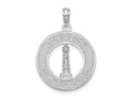 FJC Finejewelers 925 Sterling Silver Rhodium Plated Mystic, CT Circle with Lighthouse Charm 25 x 18 mm
