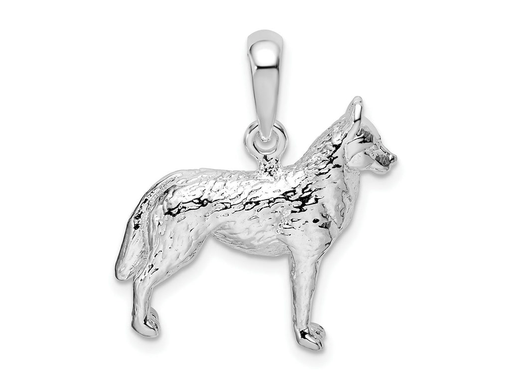 FJC Finejewelers 925 Sterling Silver Rhodium Plated Textured 3D Siberian Husky Charm 17 mm