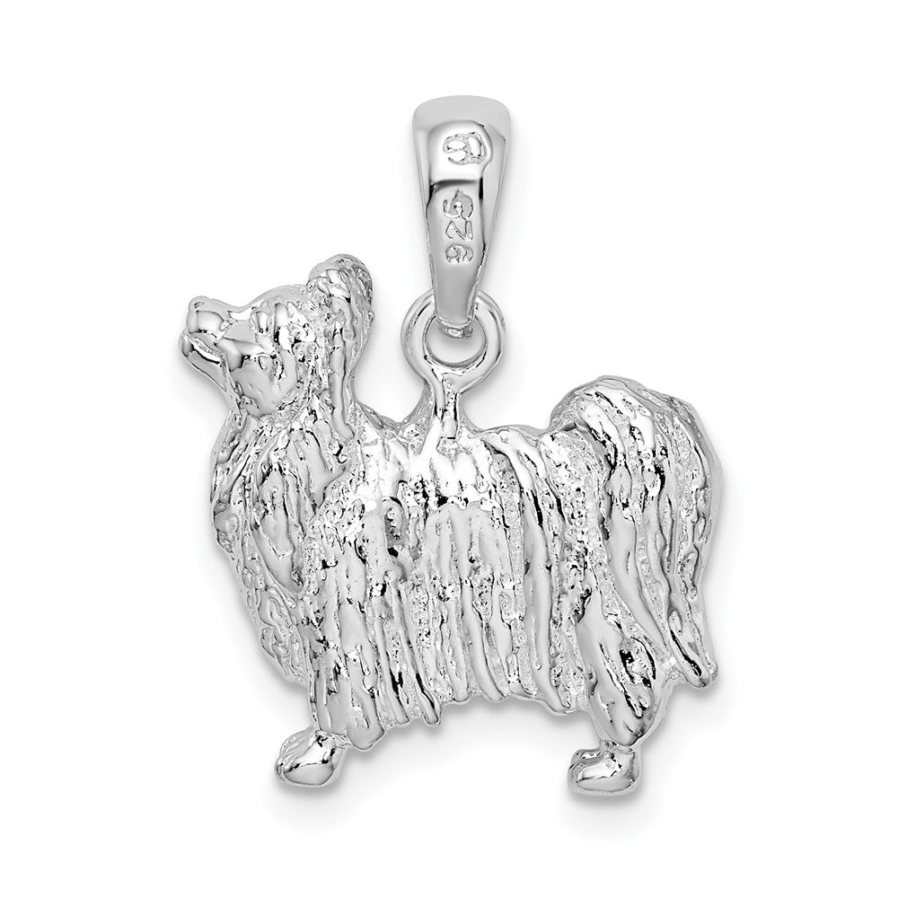 FJC Finejewelers 925 Sterling Silver Rhodium Plated Textured 3D Papillon Dog Charm 15 mm